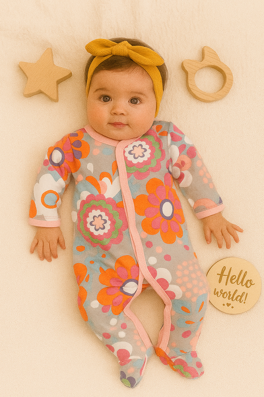 Enterito Clásico Flores Fucsia/Naranja