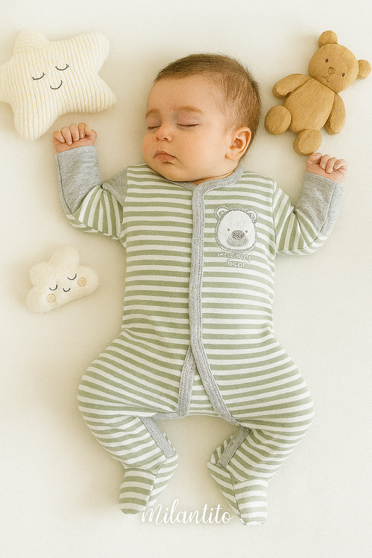 Enterito Clásico Gris rayas blancas Osito