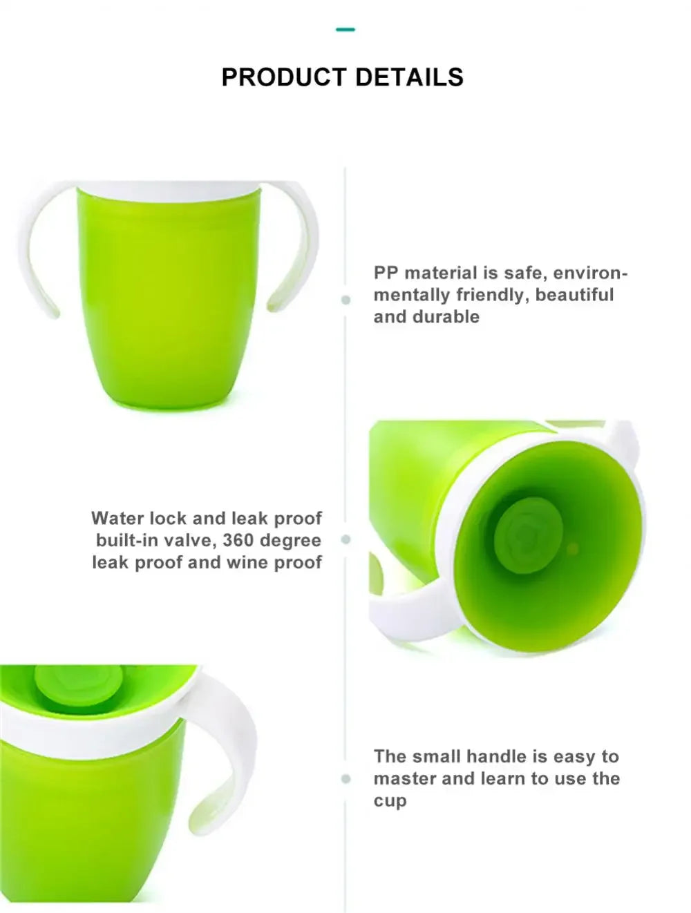 Vaso de aprendizaje para bebés con tapa antiderrame