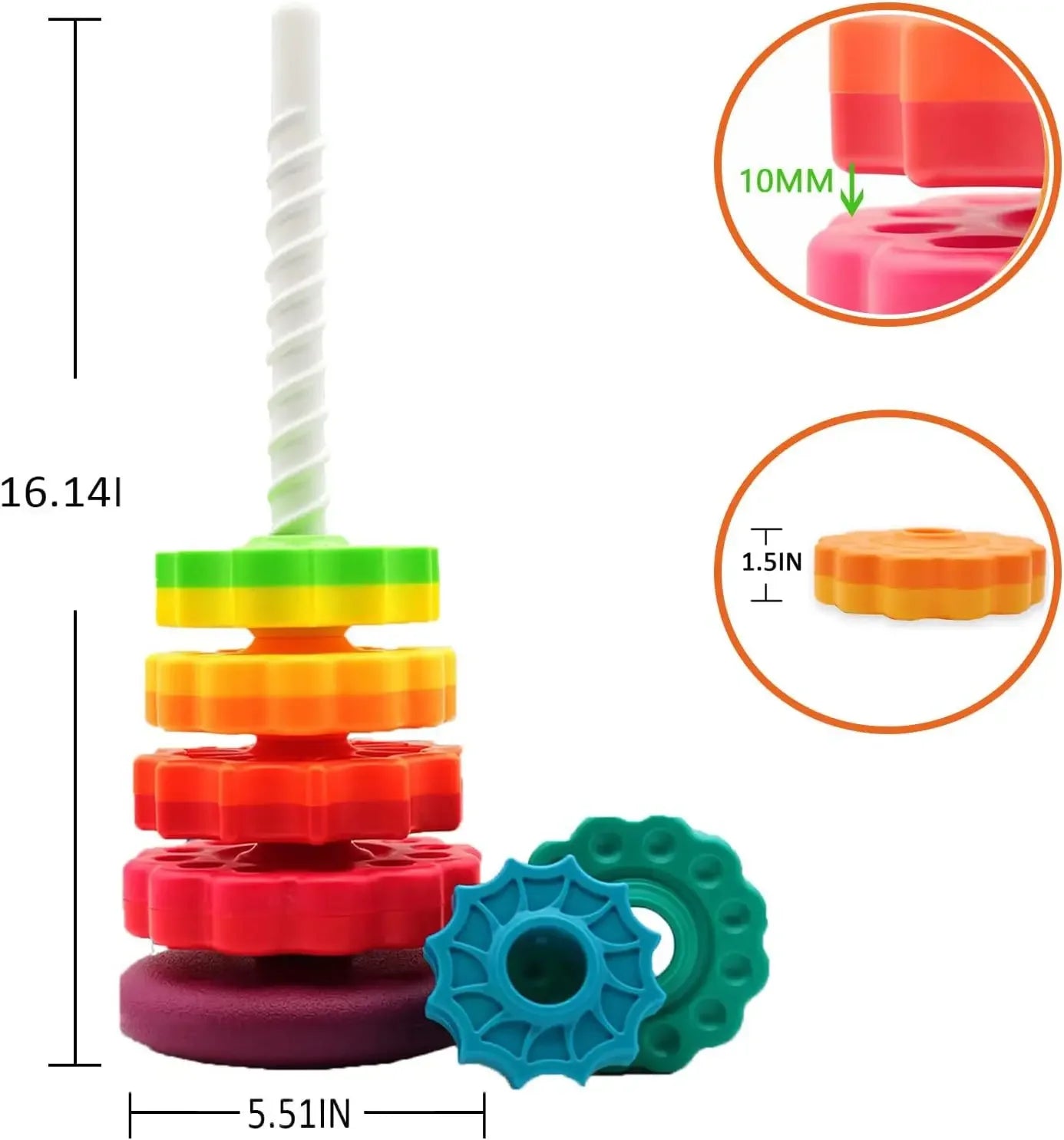 Torre Giratoria Colorida Anillo juguete Montessori