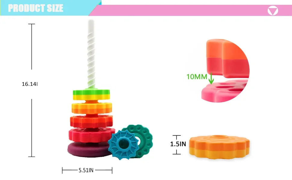 Torre Giratoria Colorida Anillo juguete Montessori