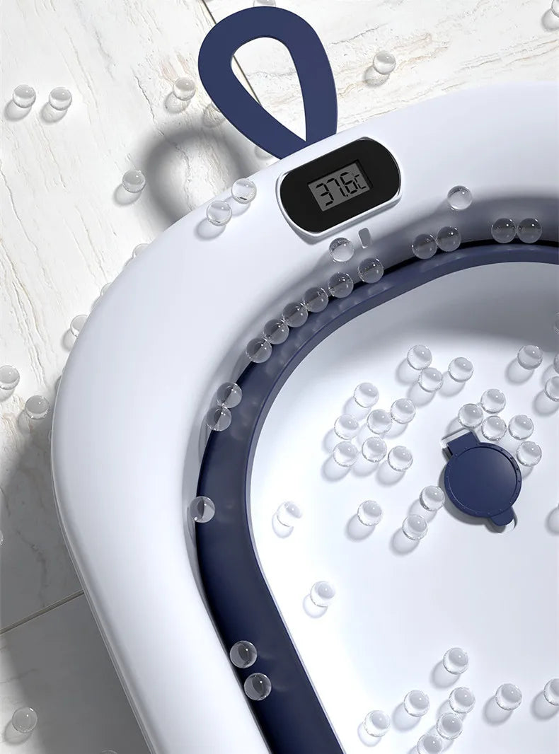Bañera plegable con sensor de temperatura para bebés, bañera antideslizante
