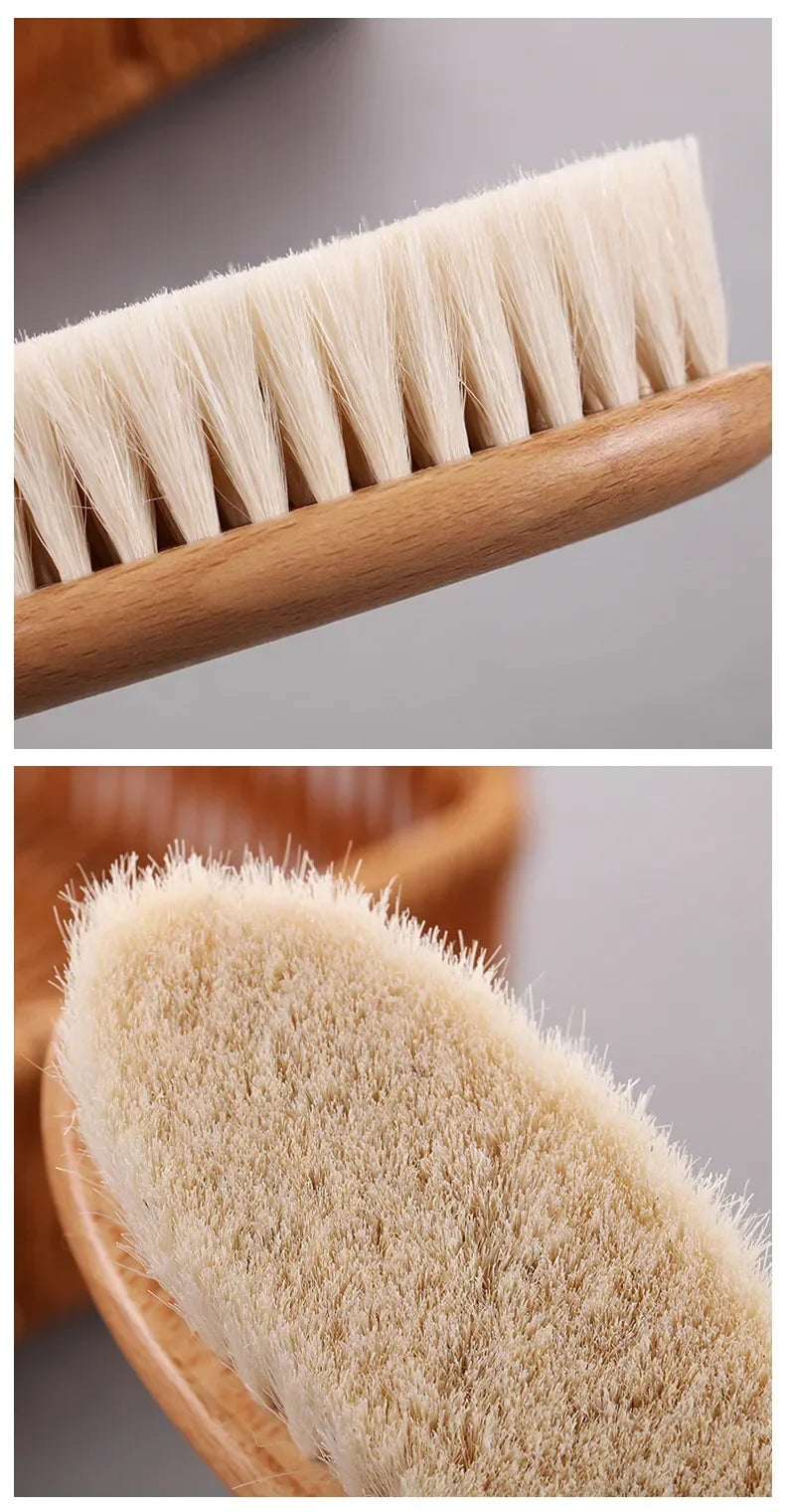 Set de 3 Cepillos de madera de lana para bebés recién nacidos