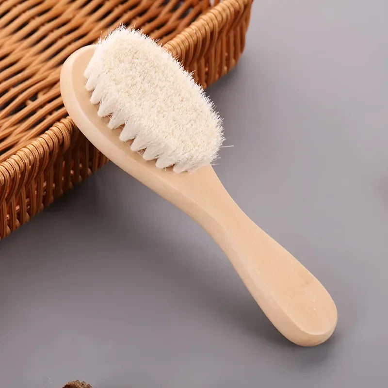 Set de 3 Cepillos de madera de lana para bebés recién nacidos