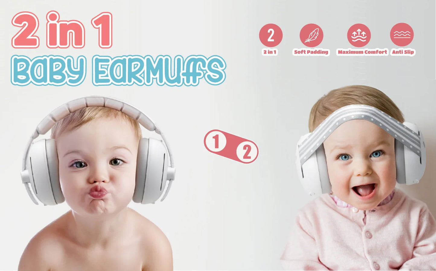 Diademas para Protección auditiva para bebés 2 en 1