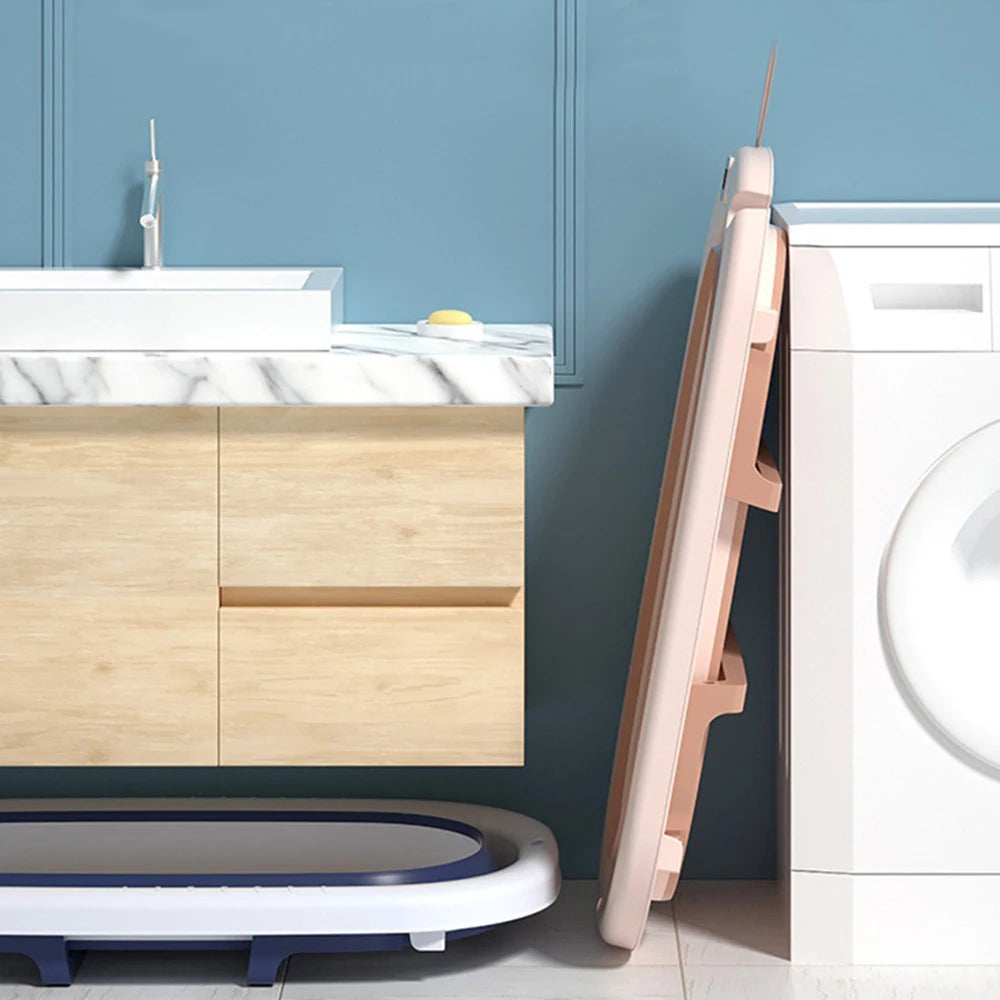 Bañera plegable con sensor de temperatura para bebés, bañera antideslizante
