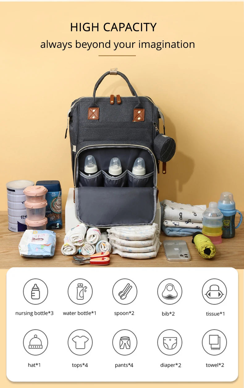 Bolsa de pañales Impermeable con porta USB de Gran capacidad