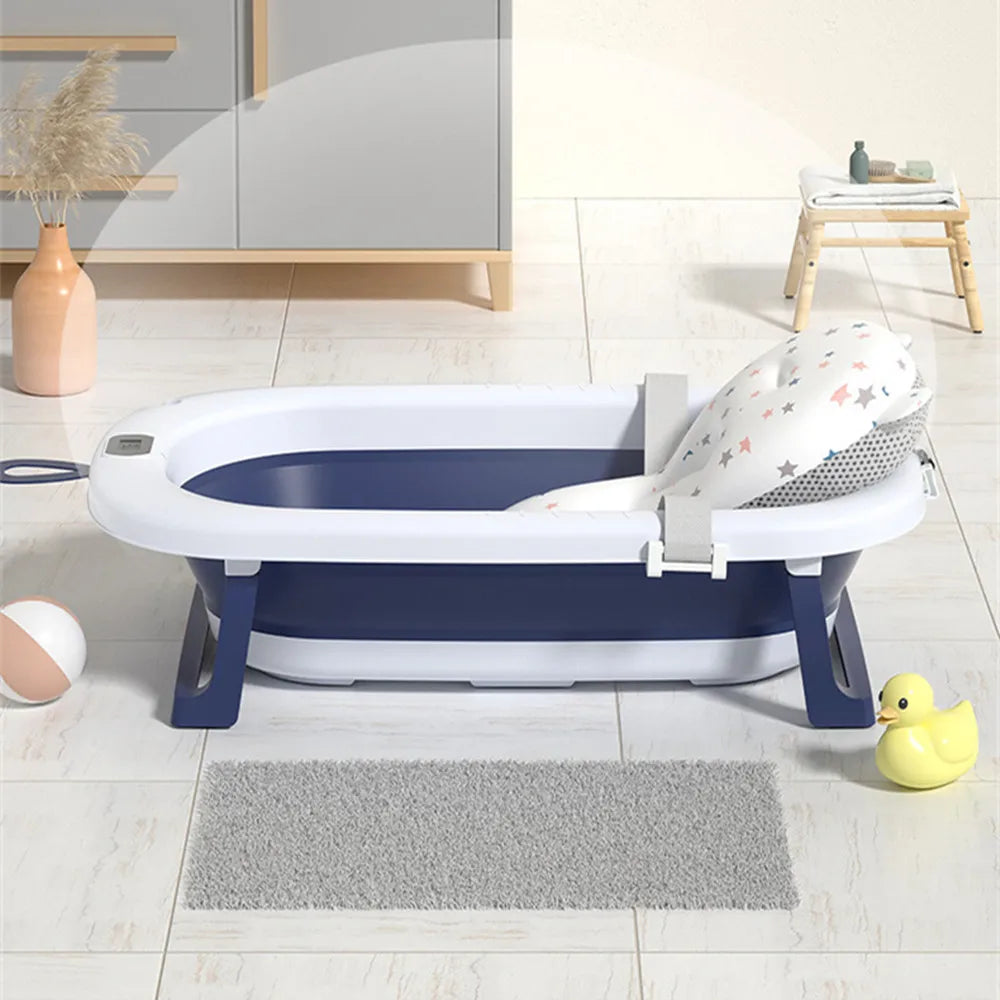 Bañera plegable con sensor de temperatura para bebés, bañera antideslizante