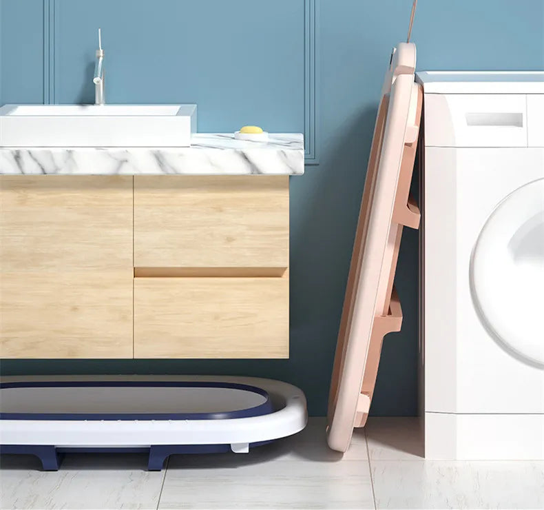 Bañera plegable con sensor de temperatura para bebés, bañera antideslizante