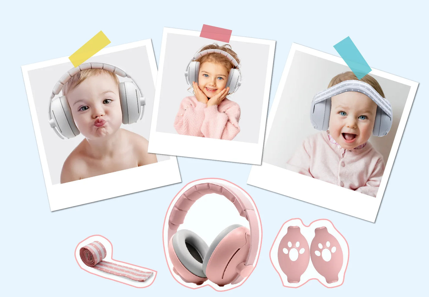 Diademas para Protección auditiva para bebés 2 en 1