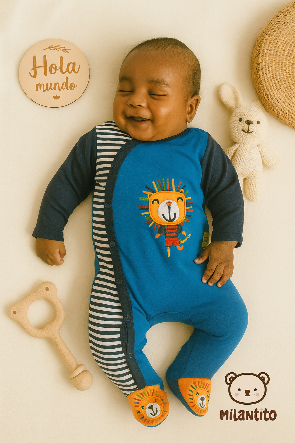 Enterito Clásico Azul Rayas Blancas Leoncito