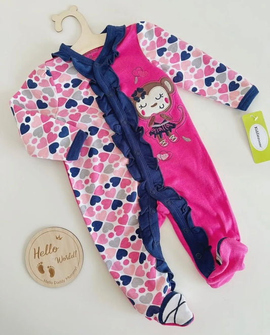 Enterito Clásico Corazones Fucsia