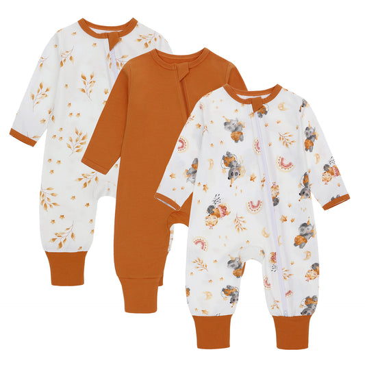 Pack 3 Enteritos Diseño Cremallera 2 en 1 con cubre pies desmontables