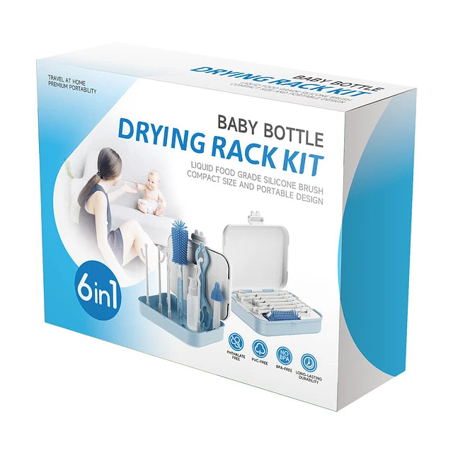 Set Secador Mamadera Con Cepillos limpieza 6 en 1