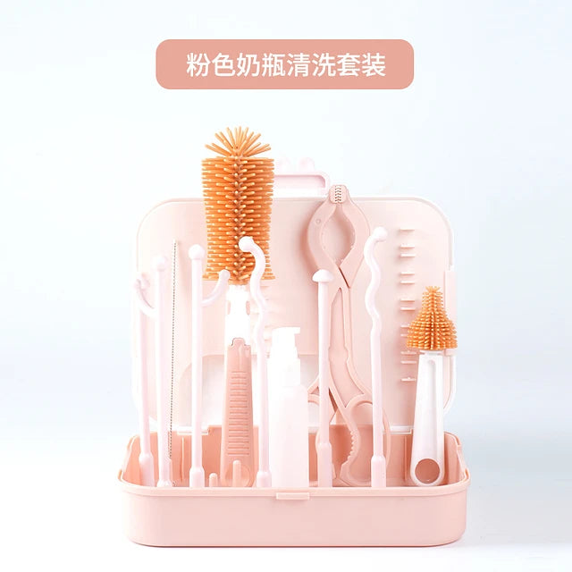 Set Secador Mamadera Con Cepillos limpieza 6 en 1