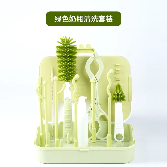 Set Secador Mamadera Con Cepillos limpieza 6 en 1