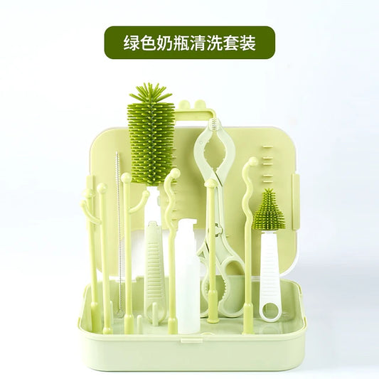 Set Secador Mamadera Con Cepillos limpieza 6 en 1