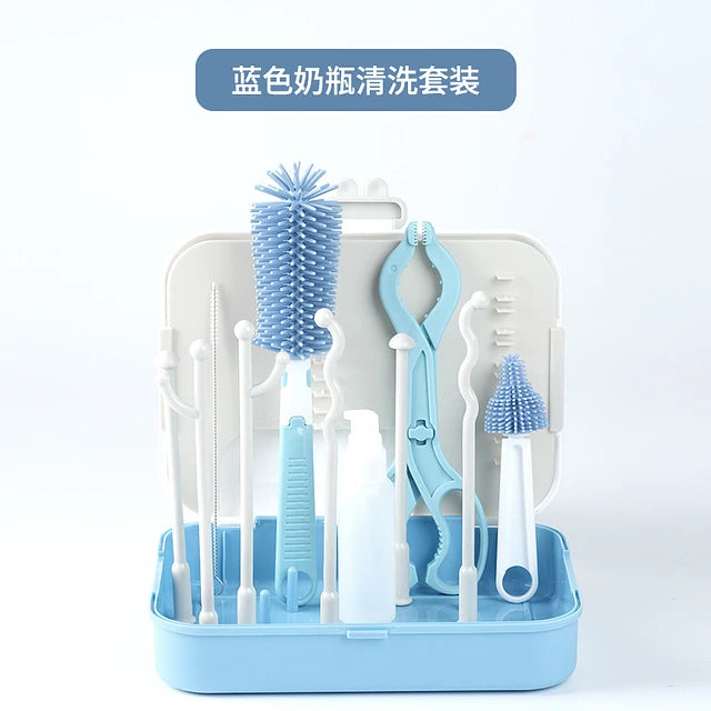Set Secador Mamadera Con Cepillos limpieza 6 en 1