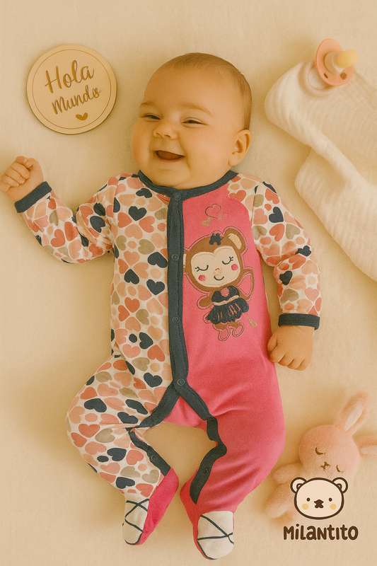 Enterito Clásico Corazones Fucsia