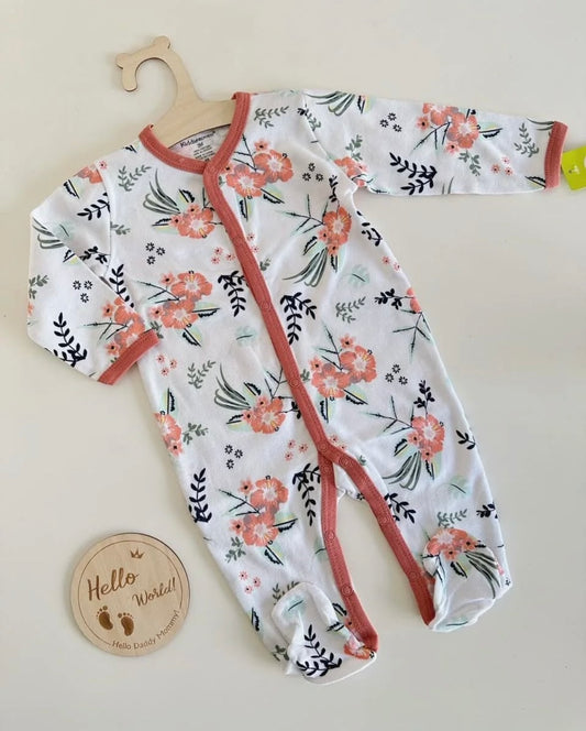 Enterito Clásico Blanco Florecitas Naranja