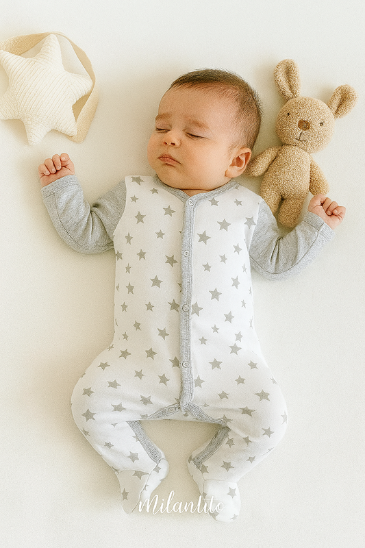 Enterito Clásico Blanco/Gris Estrellas