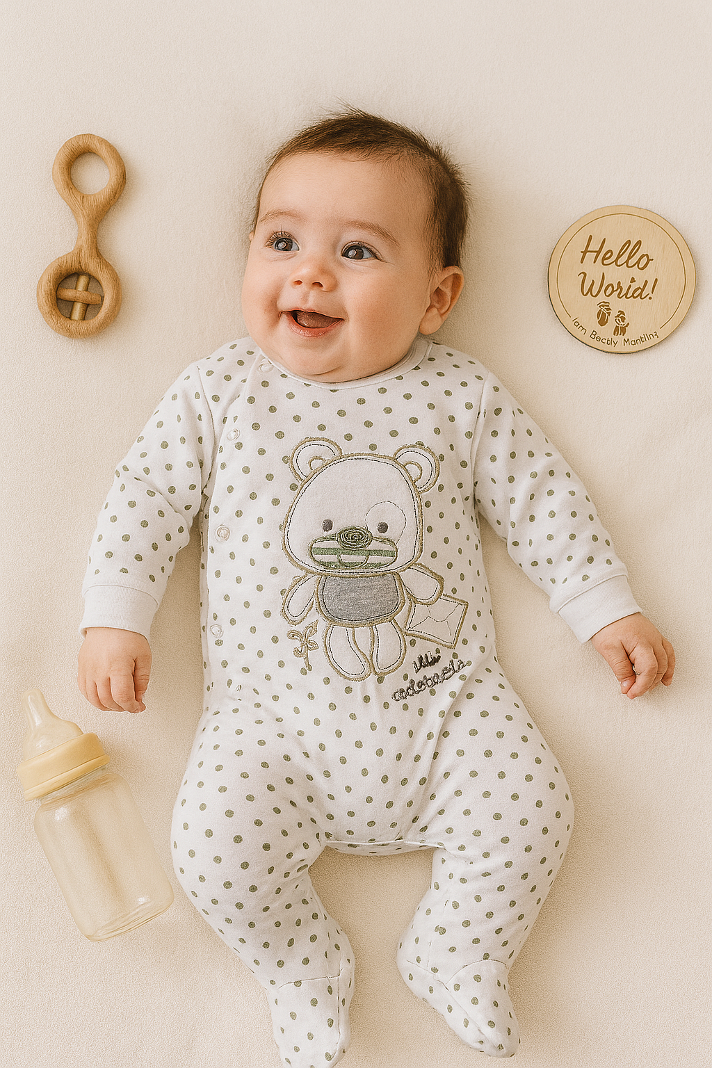 Enterito Clásico Blanco Ositos Puntitos