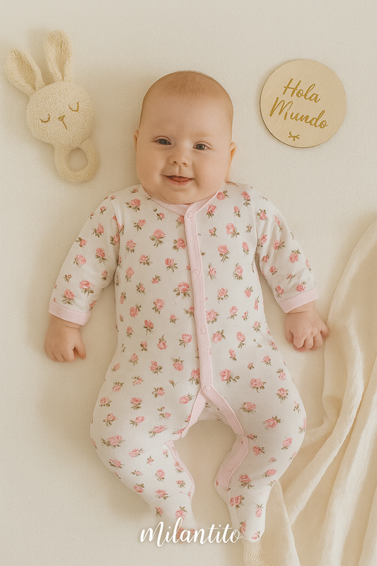 Enterito Clásico Blanco Florecitas Rosadas