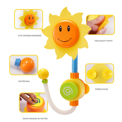 Juguete de baño para niños con forma de girasol para bañera y ducha