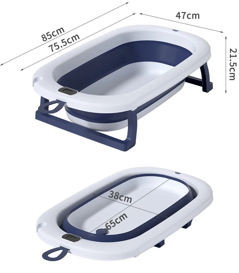 Bañera plegable con sensor de temperatura para bebés, bañera antideslizante
