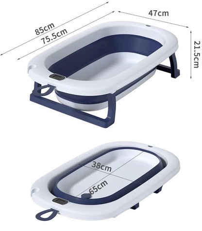 Bañera plegable con sensor de temperatura para bebés, bañera antideslizante
