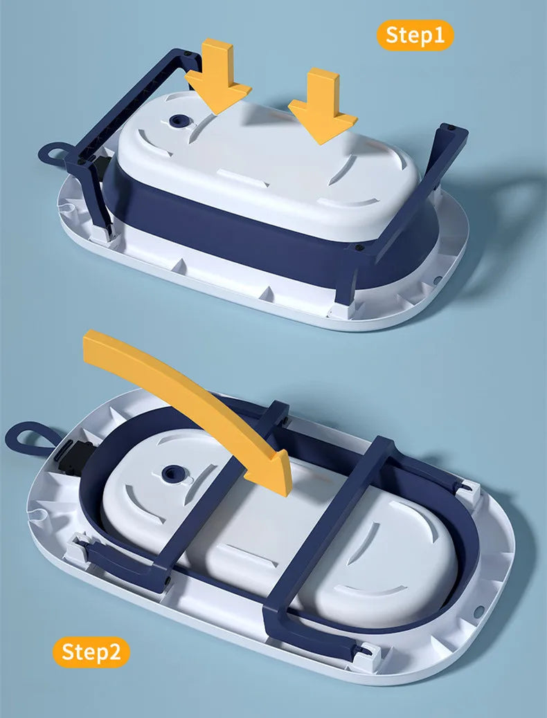 Bañera plegable con sensor de temperatura para bebés, bañera antideslizante