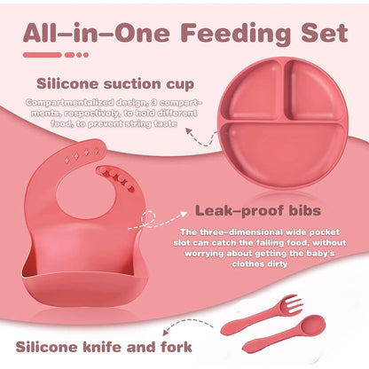 Juego de alimentación de silicona para bebés de 6 piezas,