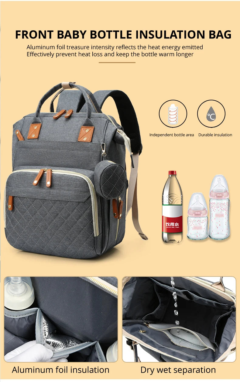 Bolsa de pañales Impermeable con porta USB de Gran capacidad