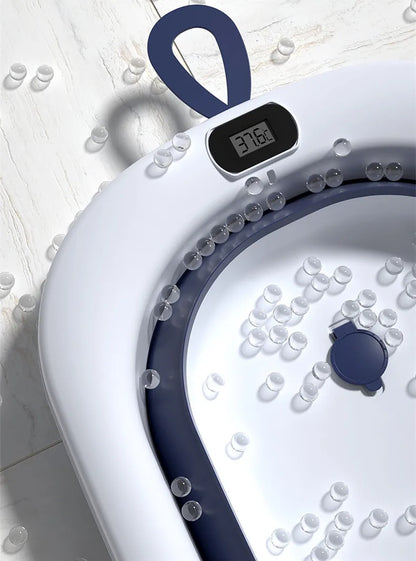 Bañera plegable con sensor de temperatura para bebés, bañera antideslizante