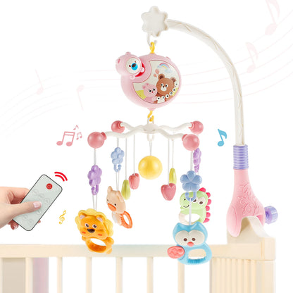 Móvil Musical para cuna de bebé con control remoto y Rotación de 360°