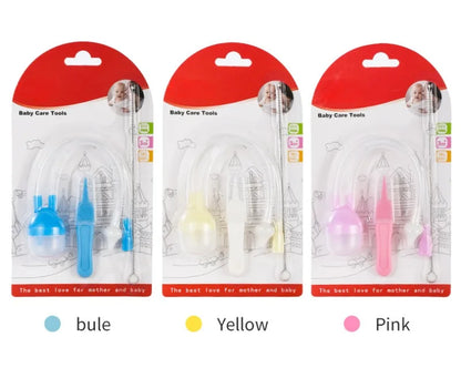 Aspirador Nasal de silicona para bebés de 3 piezas con pinzas y juego de cepillos