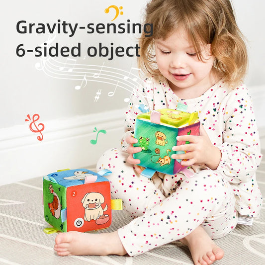 Cubo con luz y música para bebés, juguete educativo con sensor de gravedad, relajante