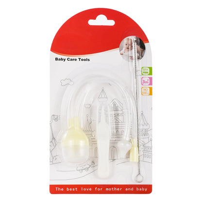 Aspirador Nasal de silicona para bebés de 3 piezas con pinzas y juego de cepillos