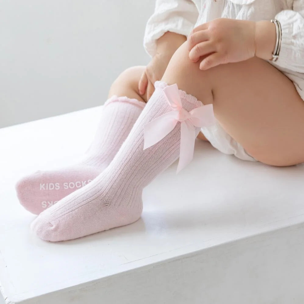 Calcetines Altos Niña Lazo Grande