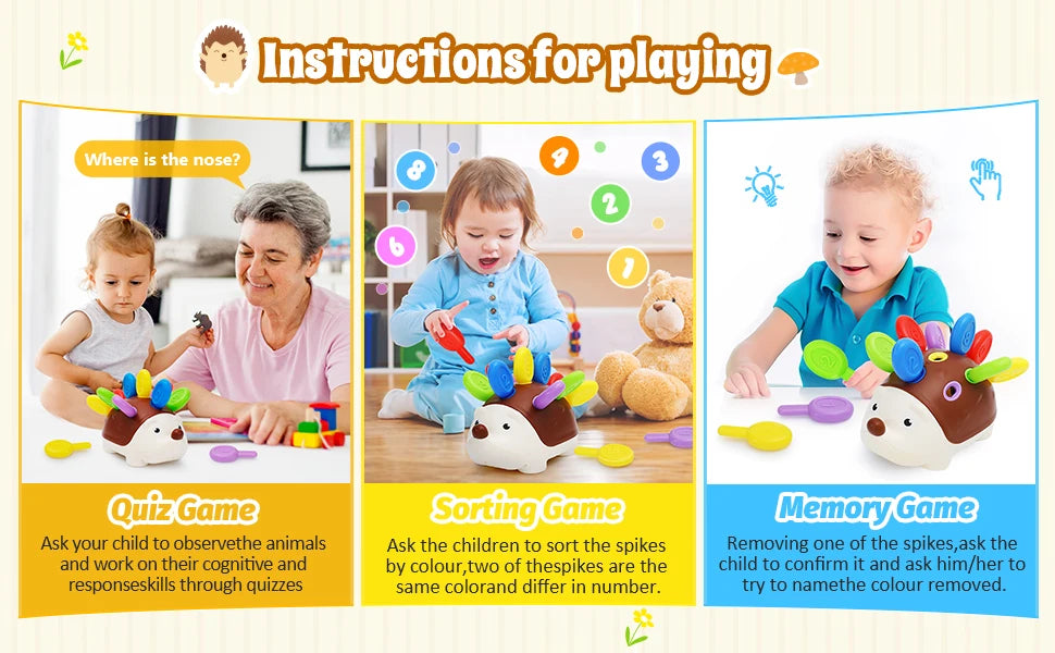 Juguete sensorial de Motricidad Fina, Erizo Montessori