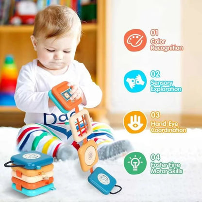 Cubo de actividades para bebés Juguete educativos Montessori 7 en 1. Cubo de actividades para bebés Juguete apilable