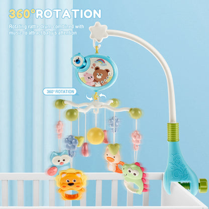 Móvil Musical para cuna de bebé con control remoto y Rotación de 360°
