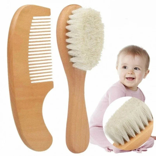 Cepillo de madera de lana para bebés recién nacidos