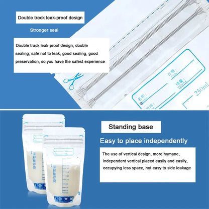 Bolsa de almacenamiento de leche materna para bebés de 250 ml 30 piezas