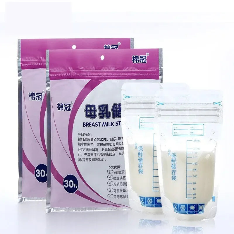Bolsa de almacenamiento de leche materna para bebés de 250 ml 30 piezas