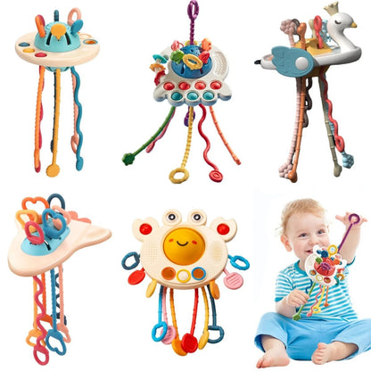 Juguetes Montessori para el desarrollo sensorial, cuerda para tirar
