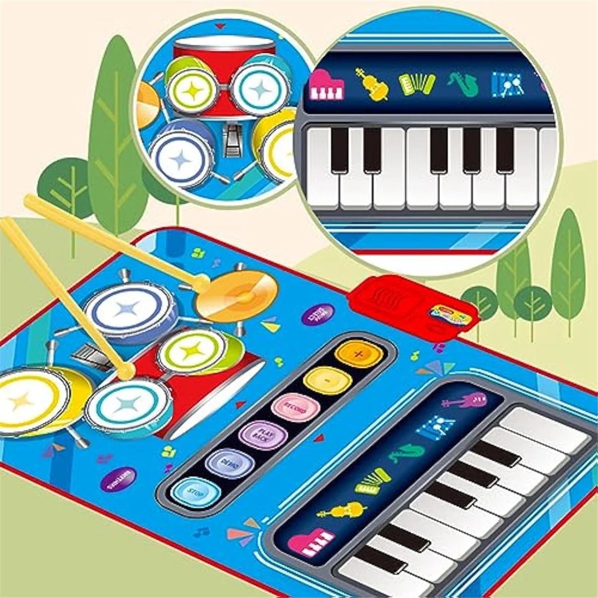 Alfombra musical electrónica multifuncional 2 en 1 para niños
