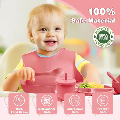 Juego de alimentación de silicona para bebés de 6 piezas,