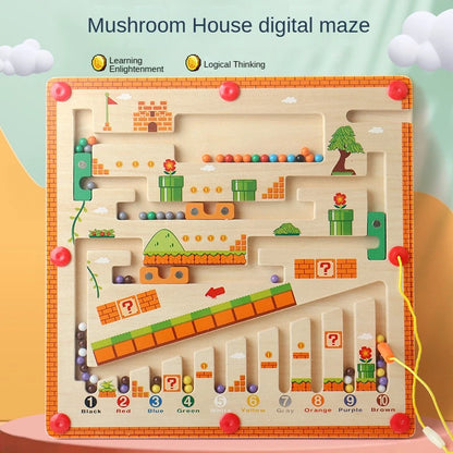 Laberinto magnético de colores y números, rompecabezas de madera, tablero de actividades, aprendizaje, juguetes para niños Montessori