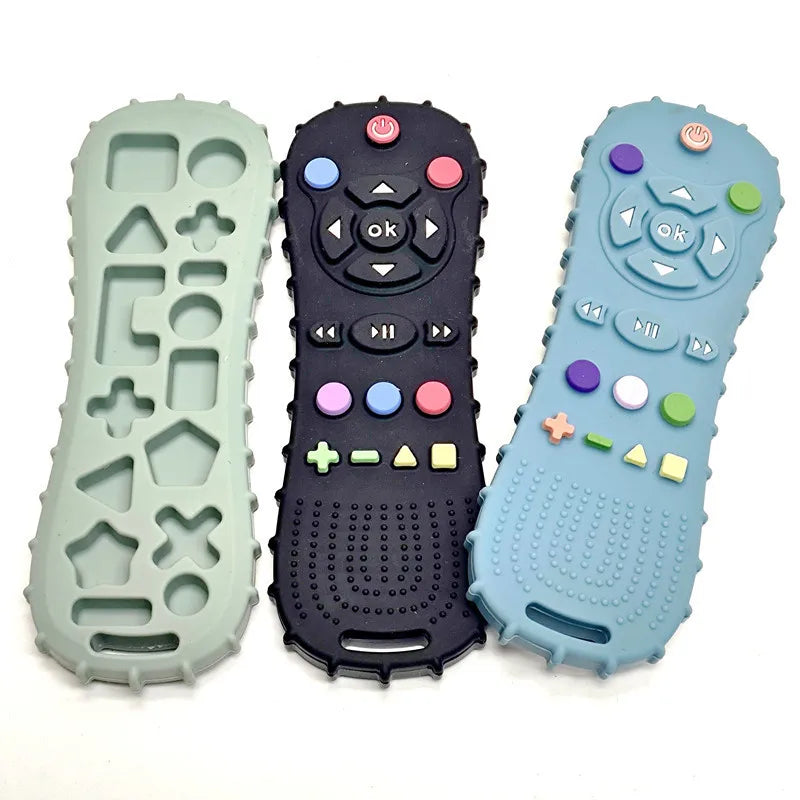 Juguete de dentición, forma de control remoto de silicona para bebés de 6 a 12 meses